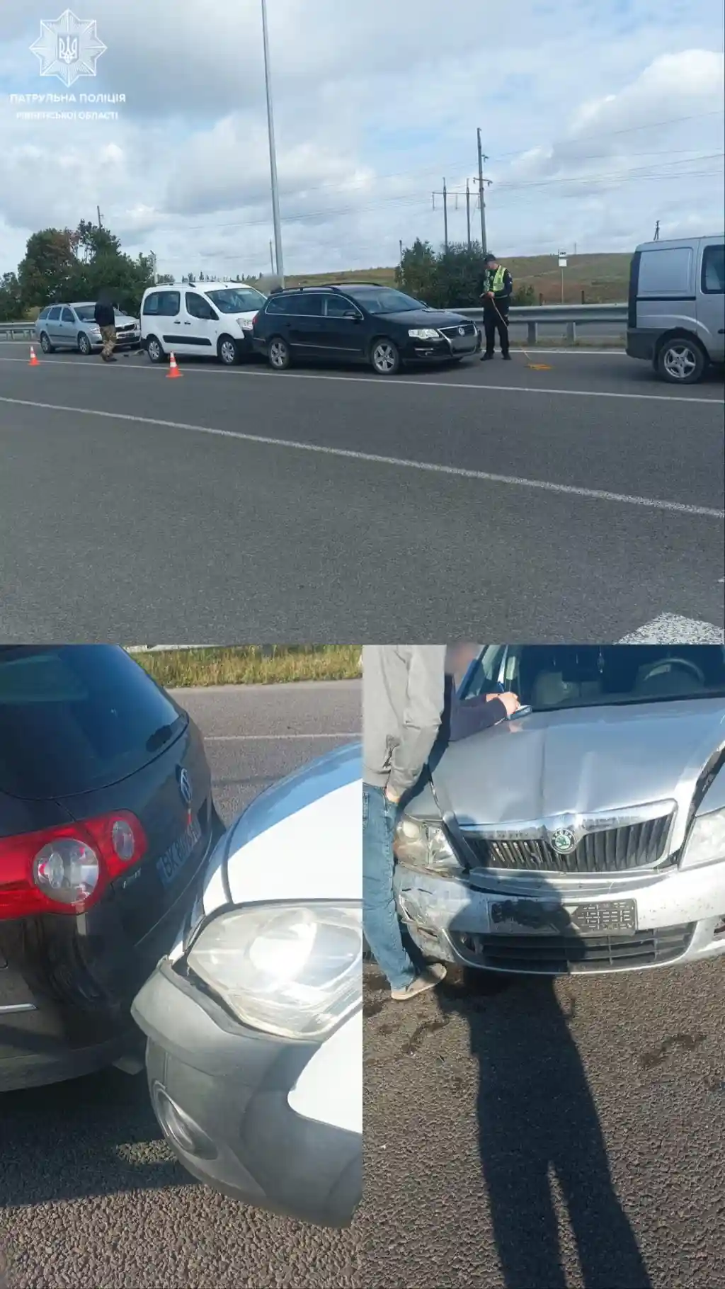 Біля Обарова зіткнулися чотири автомобілі: обійшлося без постраждалих