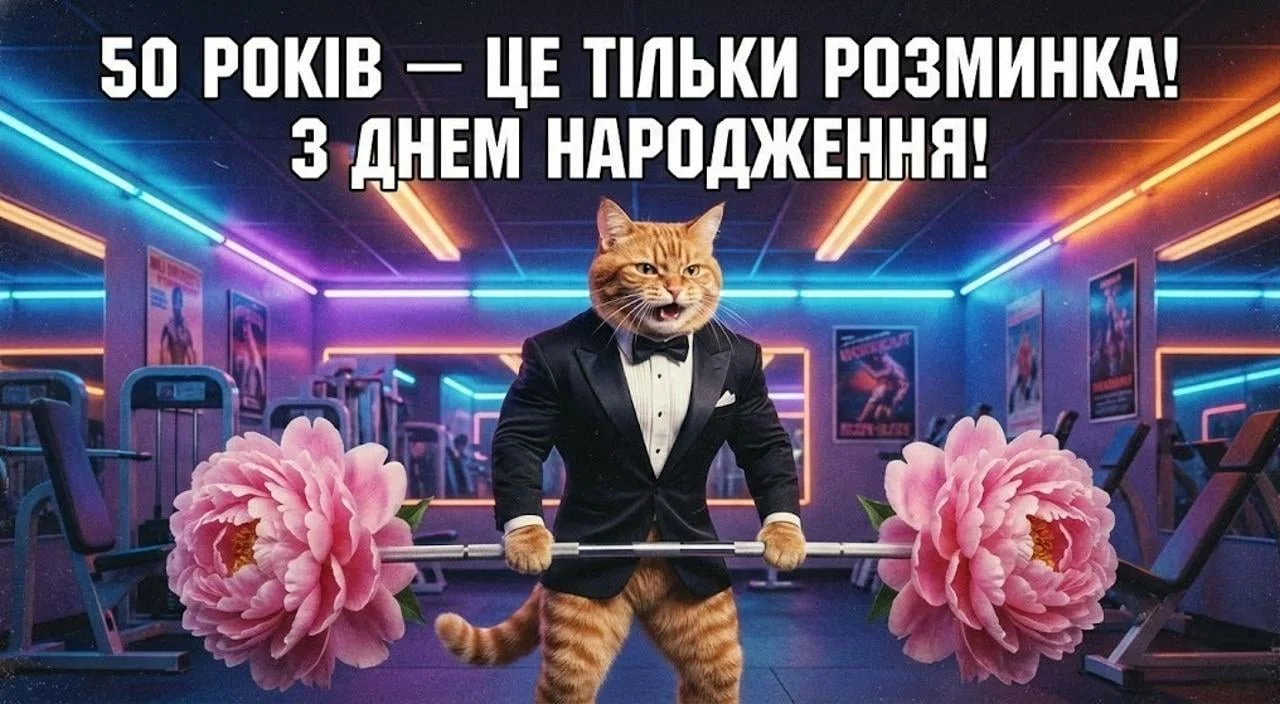 Привітання жінці з ювілеєм 50 років для листівки