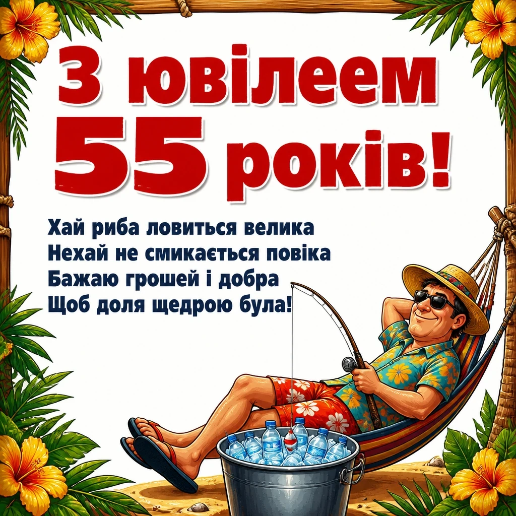 привітання з днем народження 55 років чоловіку прикольні