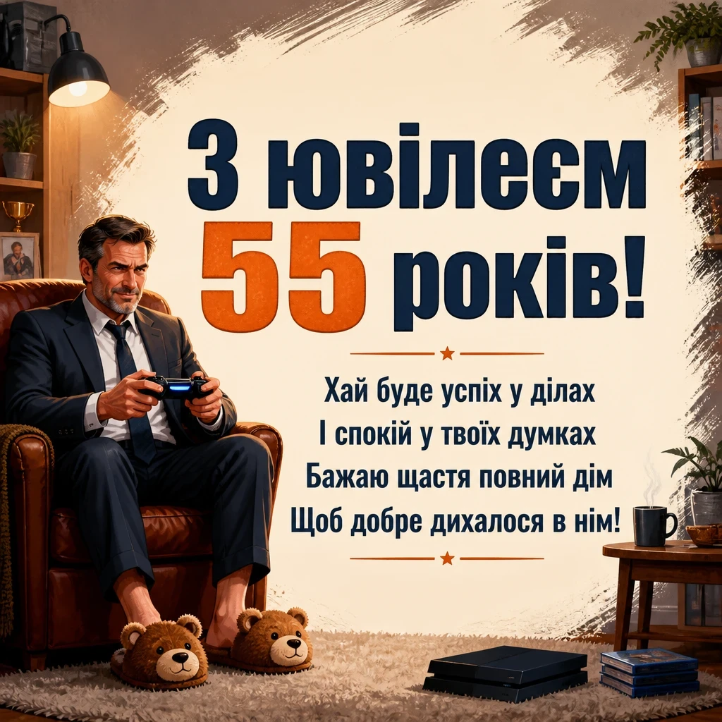 привітання з днем народження 55 років чоловіку прикольні