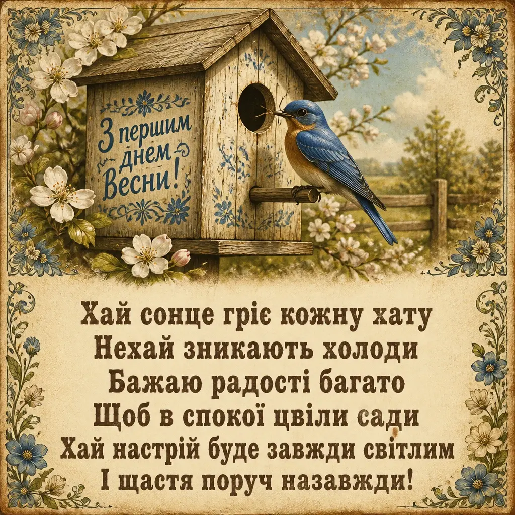 привітання з першим днем весни