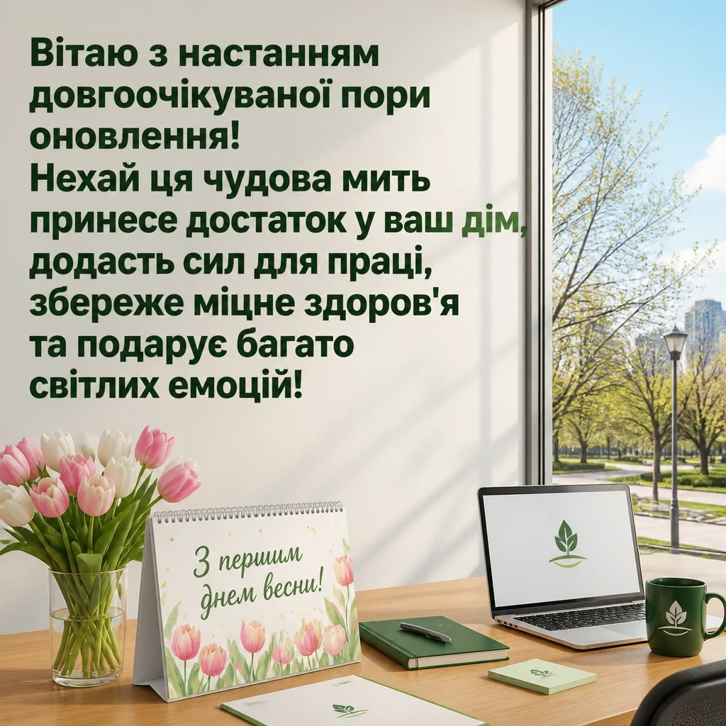привітання з першим днем весни