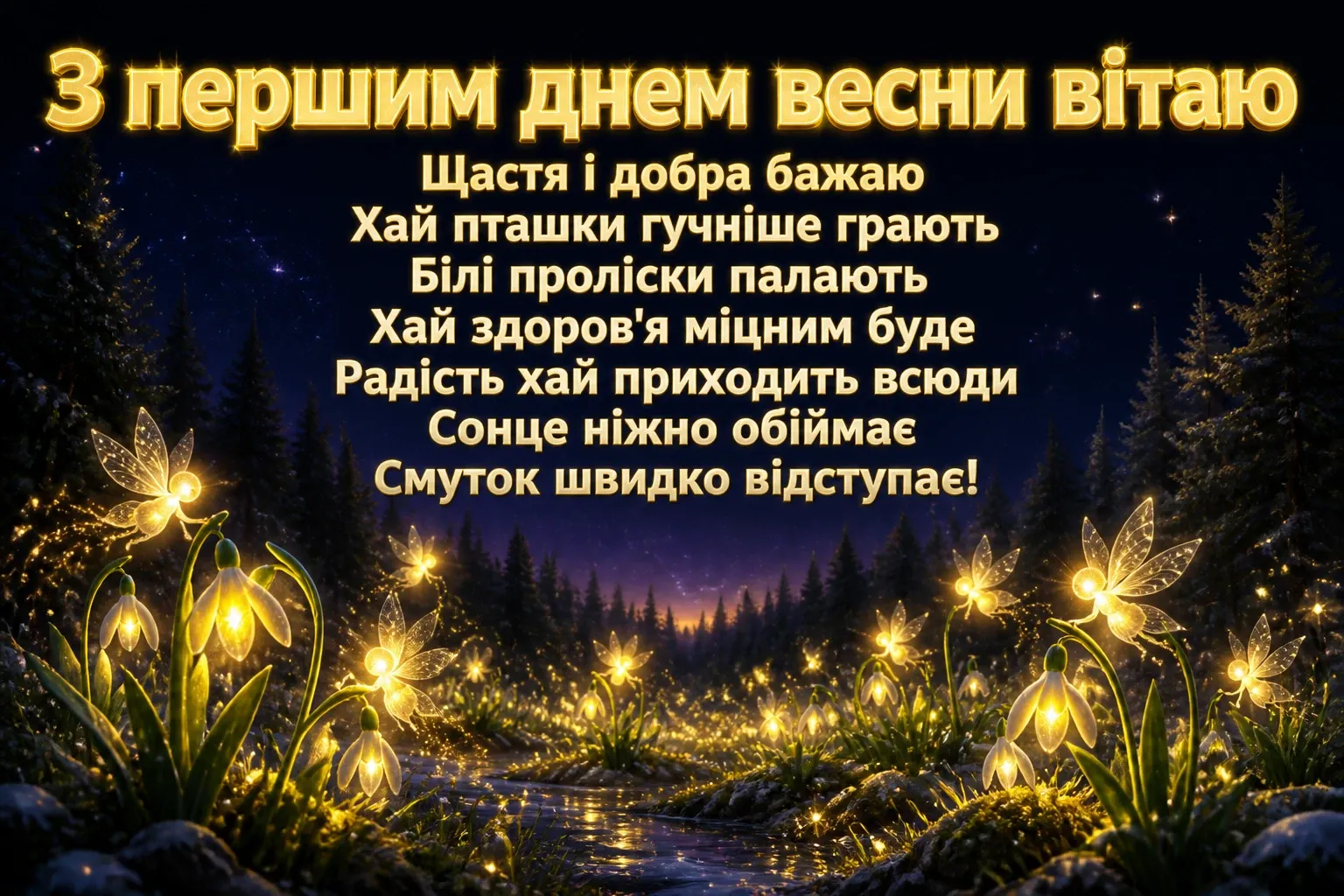 привітання з першим днем весни