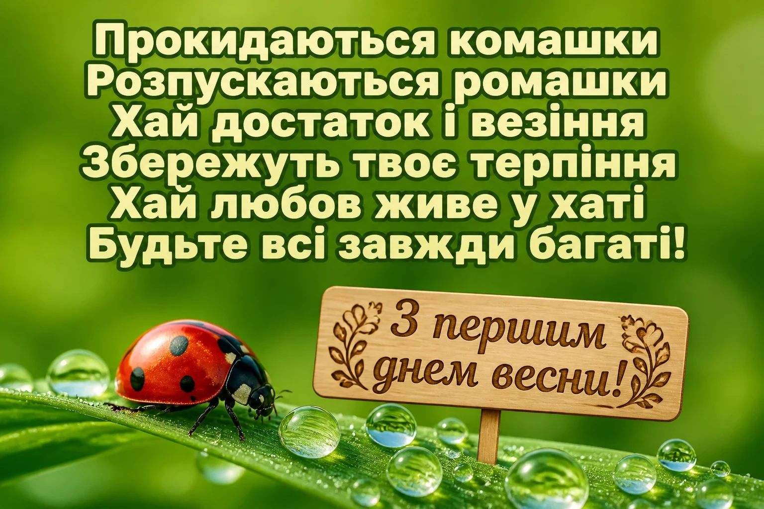 привітання з першим днем весни