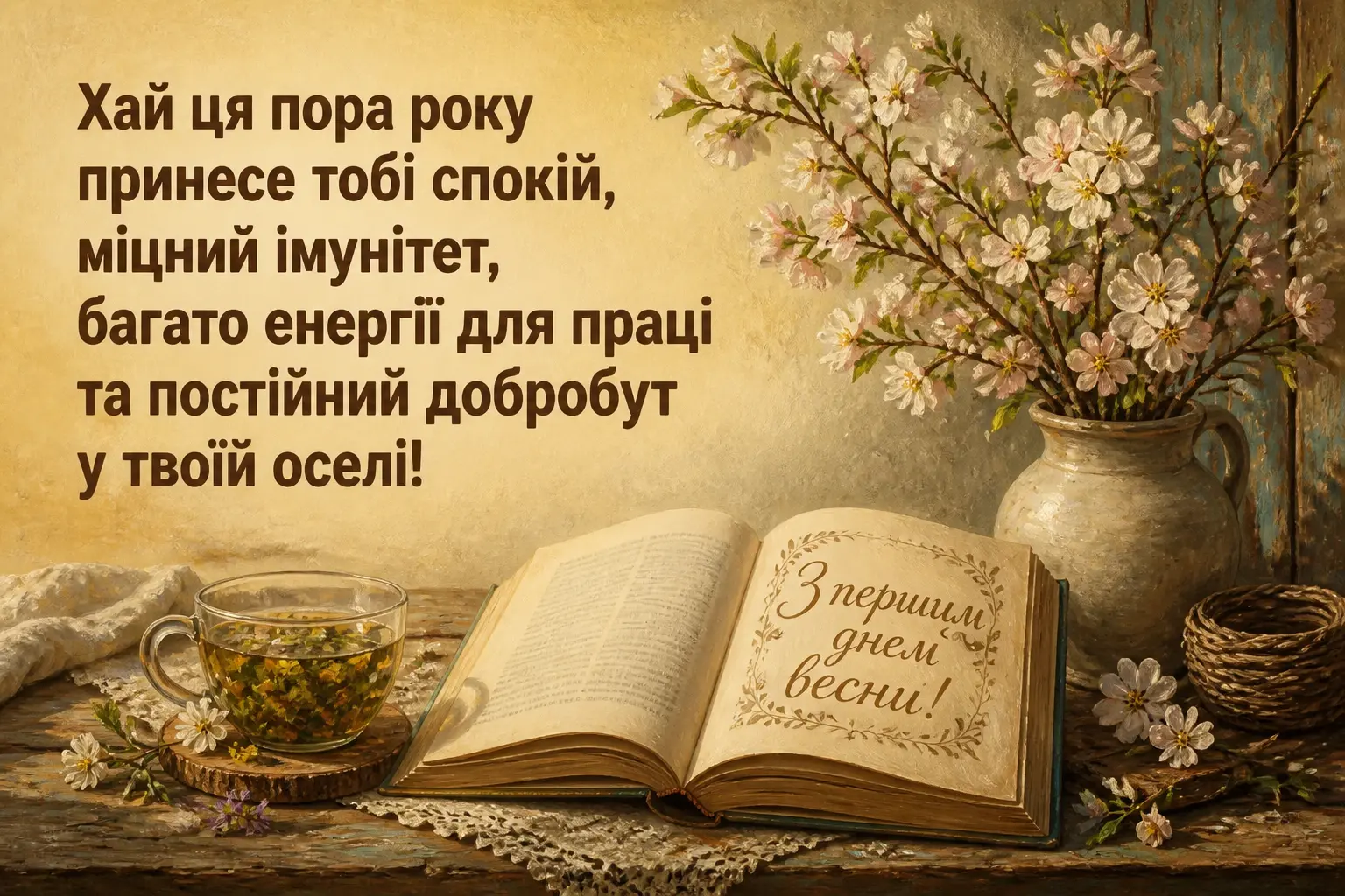 привітання з першим днем весни