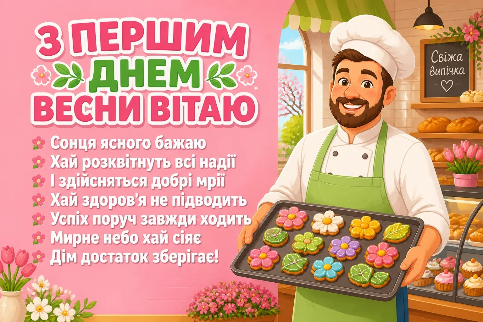 привітання з першим днем весни