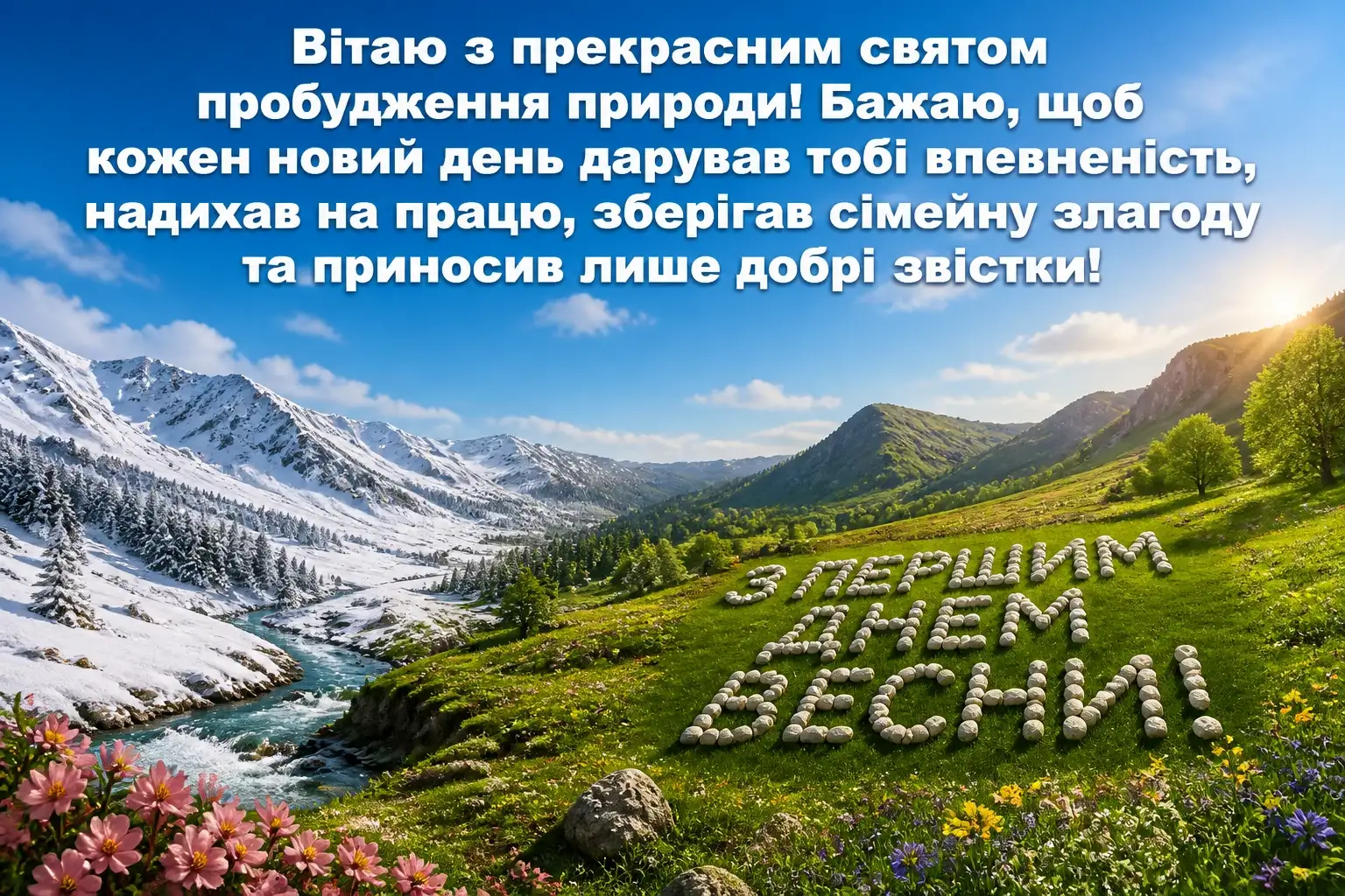 привітання з першим днем весни