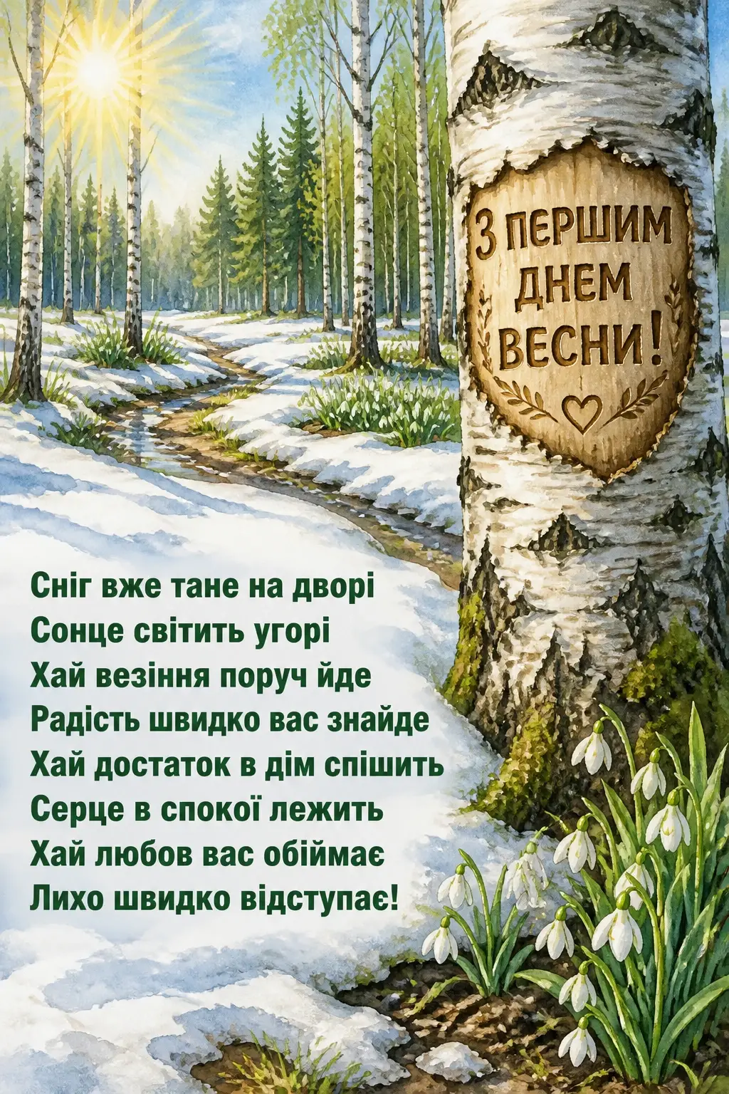 привітання з першим днем весни