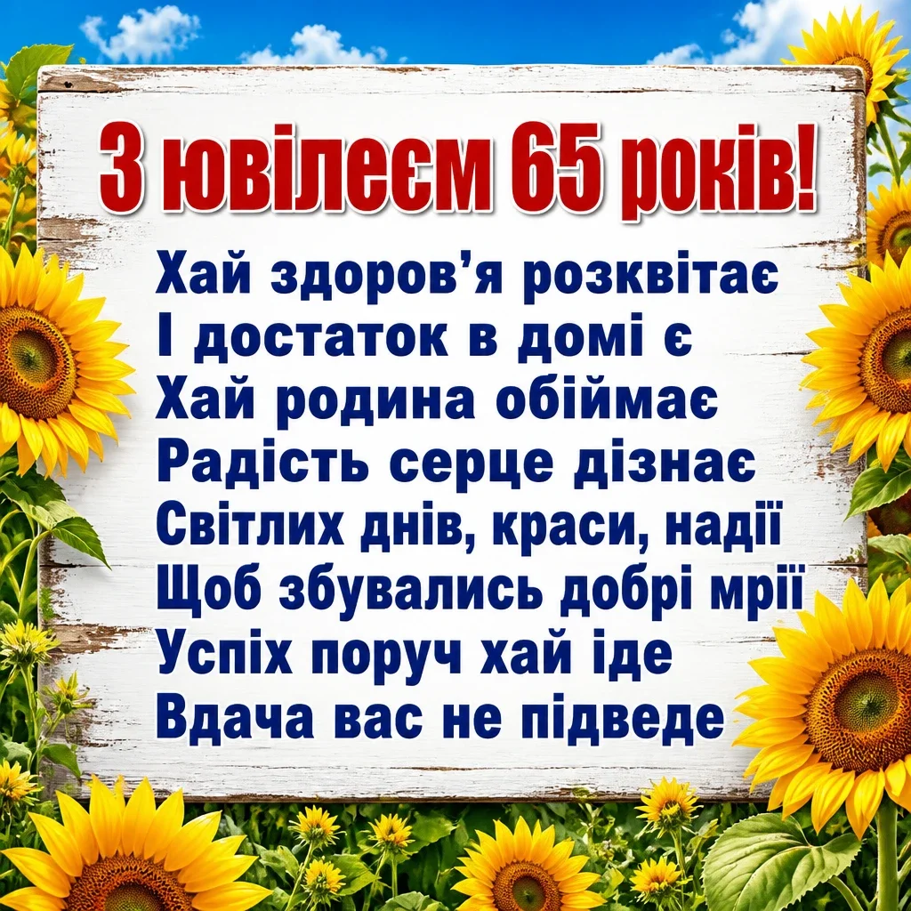 привітання з днем народження 65 років