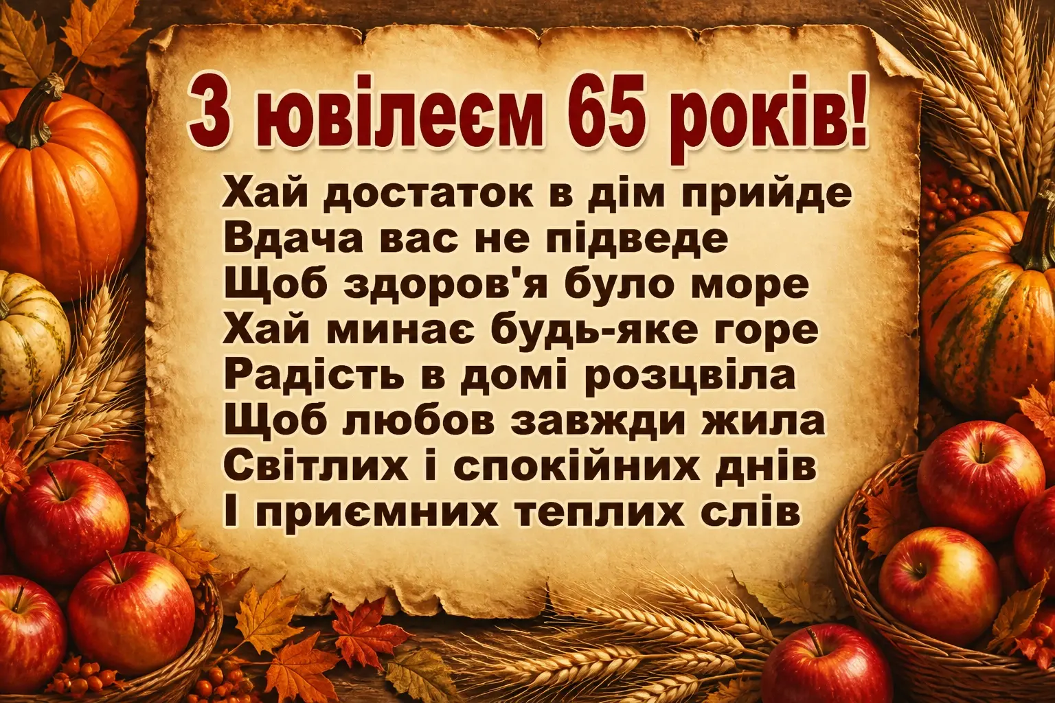 привітання з днем народження 65 років