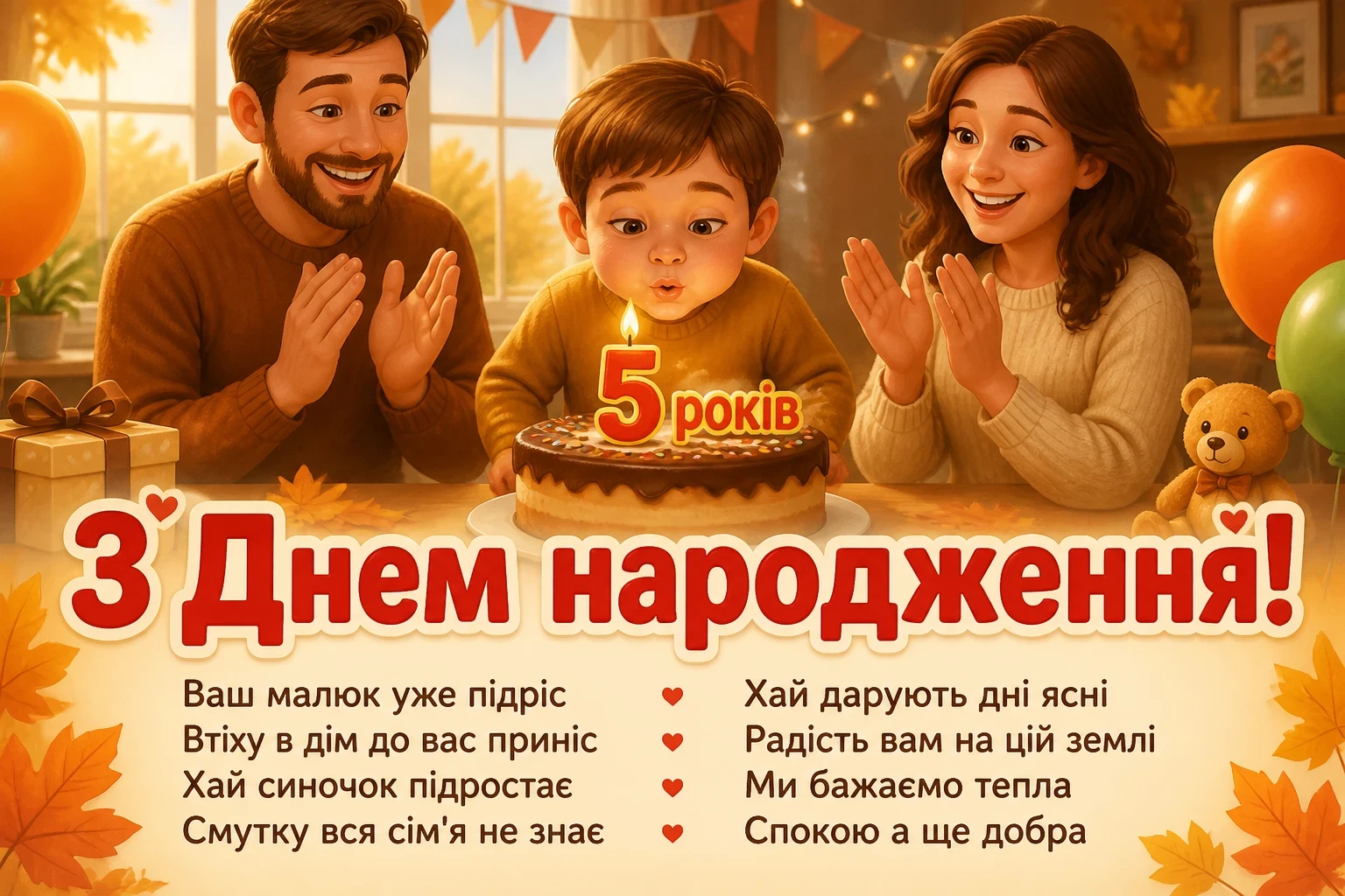 5 років хлопчику привітання батькам